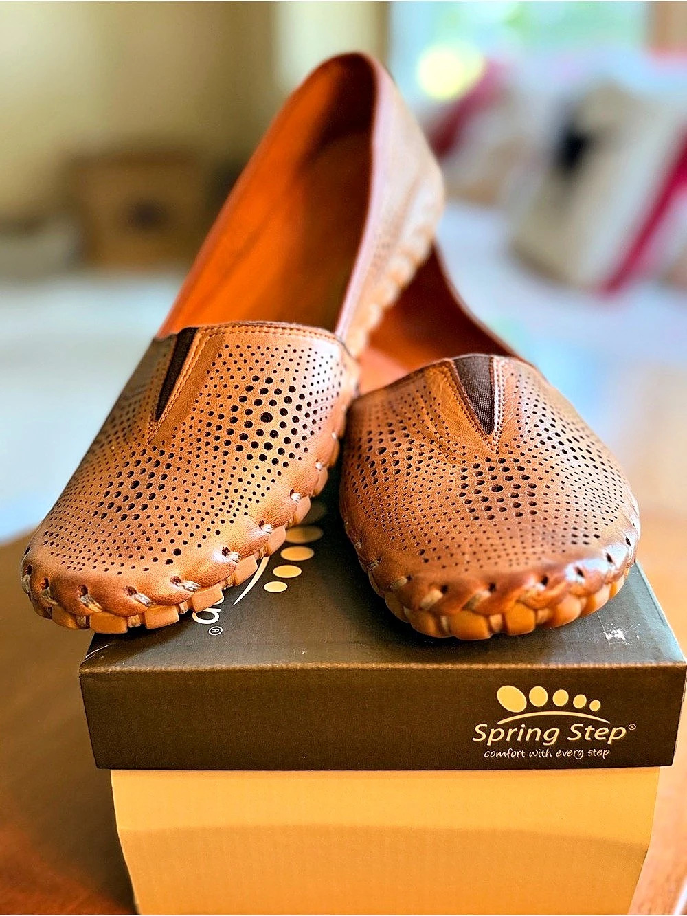 Spring Step Freida Perforated Moccasins Brown US 7 M